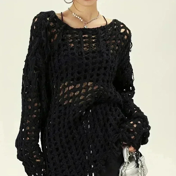 Tassel Knit Crew Neck Sweater, - Picture 1 of 3